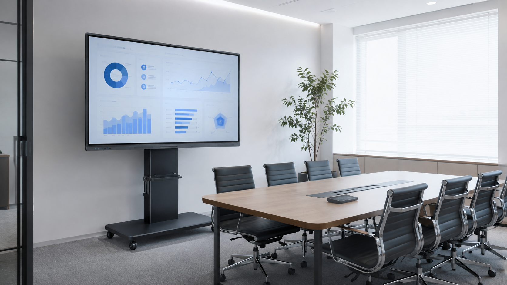 65型のTAKUMI Biz Boardを設置した8人程度のミーティングルームに