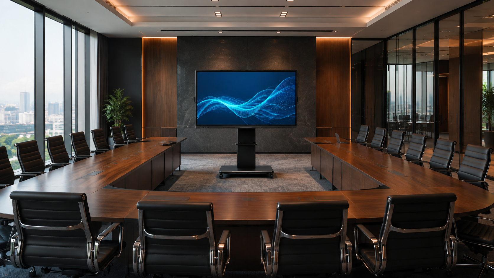 75型のTAKUMI Biz Boardを設置した20人程度の会議室に